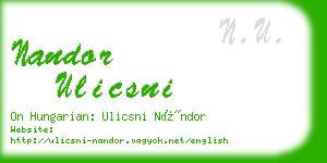 nandor ulicsni business card